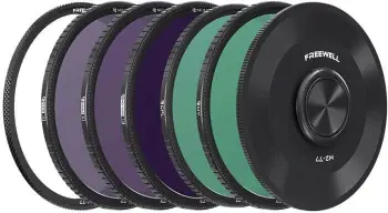 set filtre magnetike për lente, Freewell M2 FW-77M2-5PACK, 77mm Quick Swap, ND8/ND64/ND1000/CPL/UV, me adapter magnetik dhe paraventil, set 5 copë