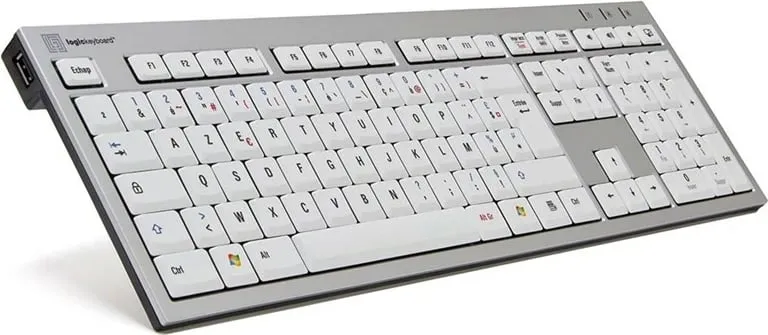 Tastierë LogicKeyboard Premium PC Line FR, slim, për PC, bardhë/gri - 1