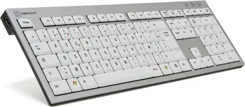 Tastierë LogicKeyboard Premium PC Line FR, slim, për PC, bardhë/gri