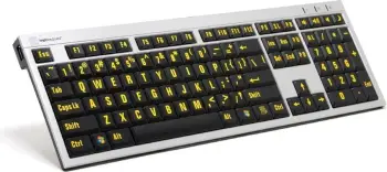 Tastierë LogicKeyboard XL-Print Alu FR, shkronja të mëdha, verdhë/zezë, slim