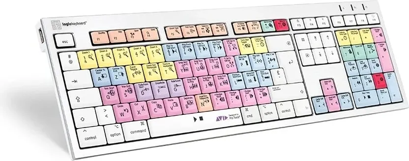 Tastierë LogicKeyboard Avid Pro Tools ALBA FR për Mac, e bardhë, taste të ngjyrosura - 1