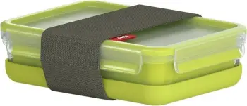 Kuti ushqimi Emsa Lunch- und Snackbox me 3 ndarje, e gjelbër