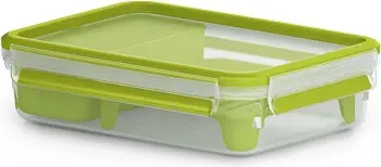 Kuti ushqimi Emsa, lunchbox me 2 ndarje, kapak hermetik, jeshile