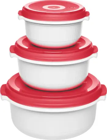 Set ena mikrovale Emsa Micro Family 3 copë, bardhë/kuqe