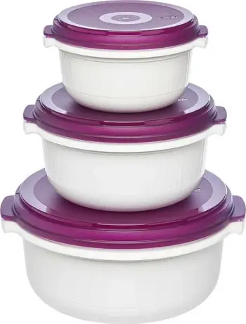 Set enësh plastike Emsa 508455 Micro Family 3 copë 0.5L/1.0L/1.5L bardhë/vjollcë