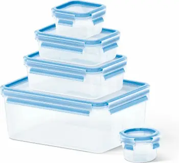 Set enësh plastike Emsa CLIP & CLOSE 5 copë, 0.15-3.70L, kaltër