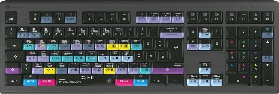Tastierë LogicKeyboard Astra 2 DaVinci Resolve DE Mac, ndriçim, shumëngjyrëshe - 1