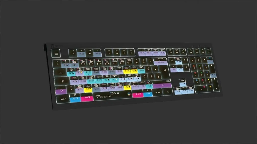 Tastierë LogicKeyboard Astra 2 DaVinci Resolve DE Mac, ndriçim, shumëngjyrëshe - 4