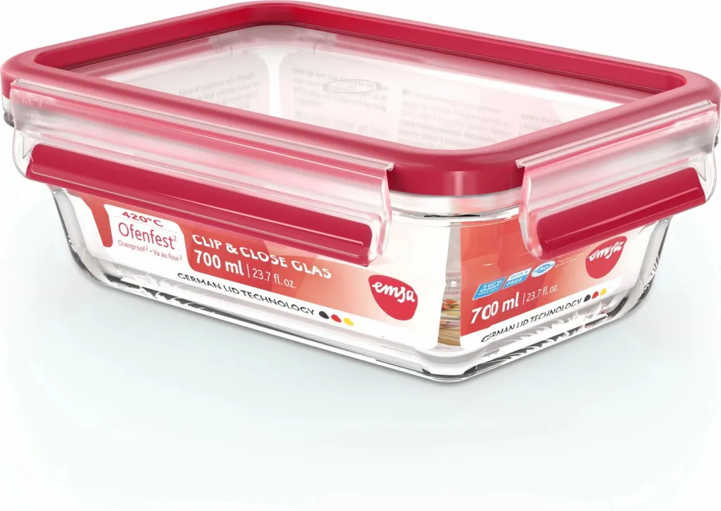 Enë qelqi Emsa Clip & Close N10406 0.7L, e kuqe - 2