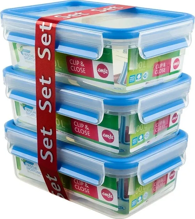 Set enësh plastike Emsa CLIP & CLOSE 3 copë 1L kaltër - 1