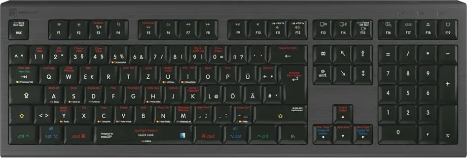 Tastierë LogicKeyboard Astra 2, macOS X Shortcuts, DE layout, e zezë - 1