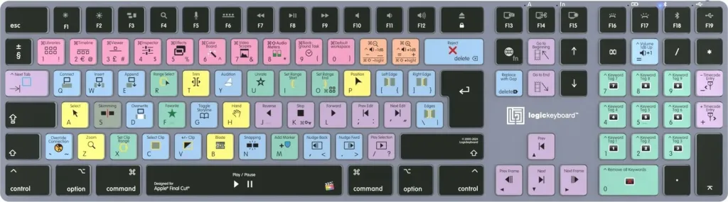 Kasë Logickeyboard LKB-FCPX10-TM-UK, wireless, Bluetooth, full-size, backlight, Final Cut Pro, titanium - 2