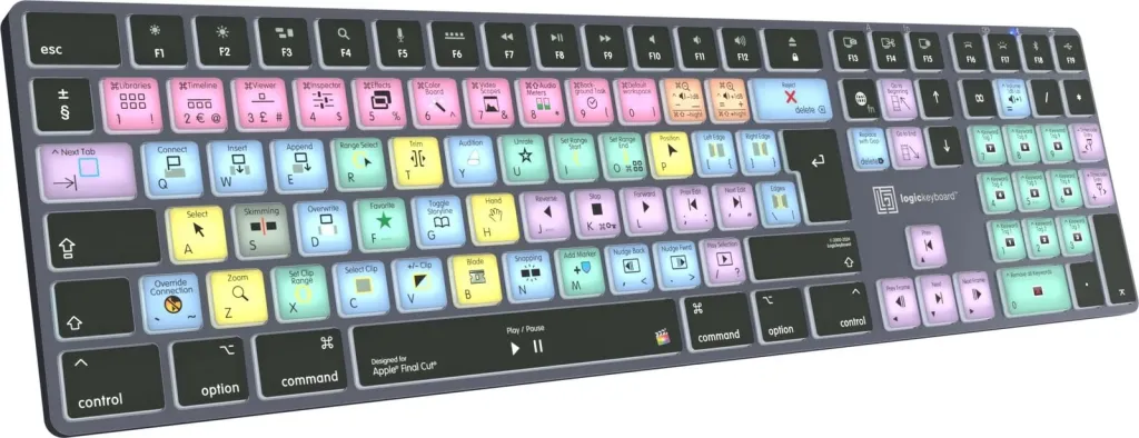 Kasë Logickeyboard LKB-FCPX10-TM-UK, wireless, Bluetooth, full-size, backlight, Final Cut Pro, titanium - 3