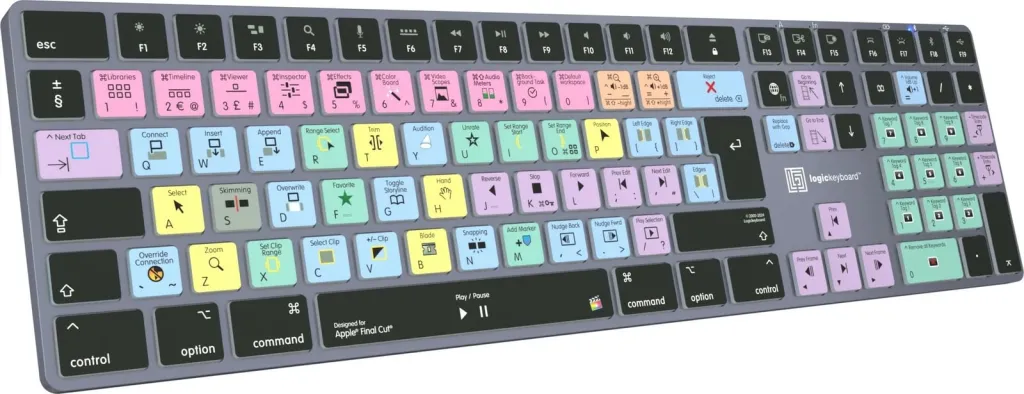 Kasë Logickeyboard LKB-FCPX10-TM-UK, wireless, Bluetooth, full-size, backlight, Final Cut Pro, titanium - 4