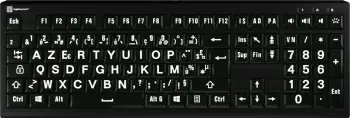 Tastierë LogicKeyboard XL-Print Astra 2, AZERTY, bardhë në të zezë, PC