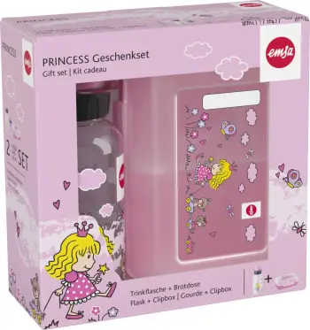 Set shishe uji dhe kuti ushqimi Emsa Princess, rozë