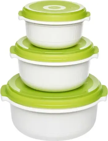 Set enësh plastike Emsa Micro Family 3 copë 0.5L/1.0L/1.5L bardhë/jeshile