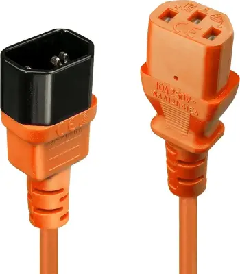 Kabllo energjie LINDY IEC C14 në C13, 2m, portokalli