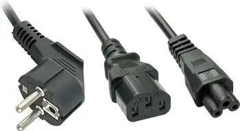 Kabllo fuqie LINDY IEC-Y, Schuko/C13/C5, 2m, e zezë