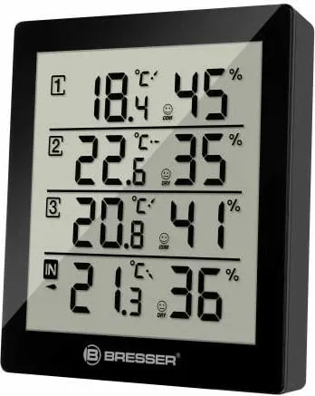Termometër higrometër Bresser Temeo Hygro Quadro, i zi - 1