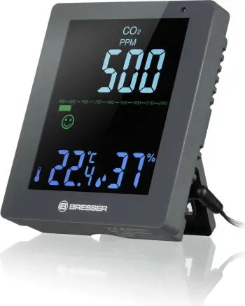 Monitor cilësie ajri Bresser Optics 7004020GYE000, CO2 temperaturë lagështi, gri