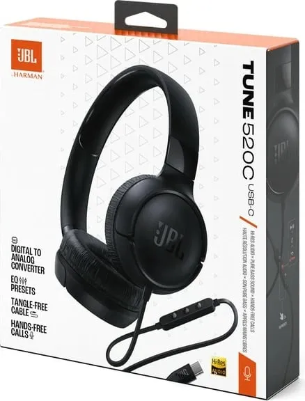 Kufje JBL Tune 520C me kabllo, USB-C, e zezë - 7