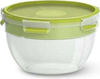 Enë sallate Emsa Clip & Go N1060700, 3 copë, rrumbullakët, me kapak të gjelbër, 218mm