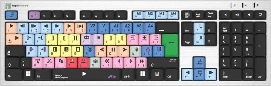 Tastierë LogicKeyboard Avid Media Composer FR, USB, full-size, AZERTY, argjend - 1