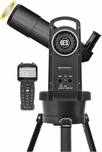 Teleskop Bresser 80/400 Goto, refraktor, me telekomandë, i zi
