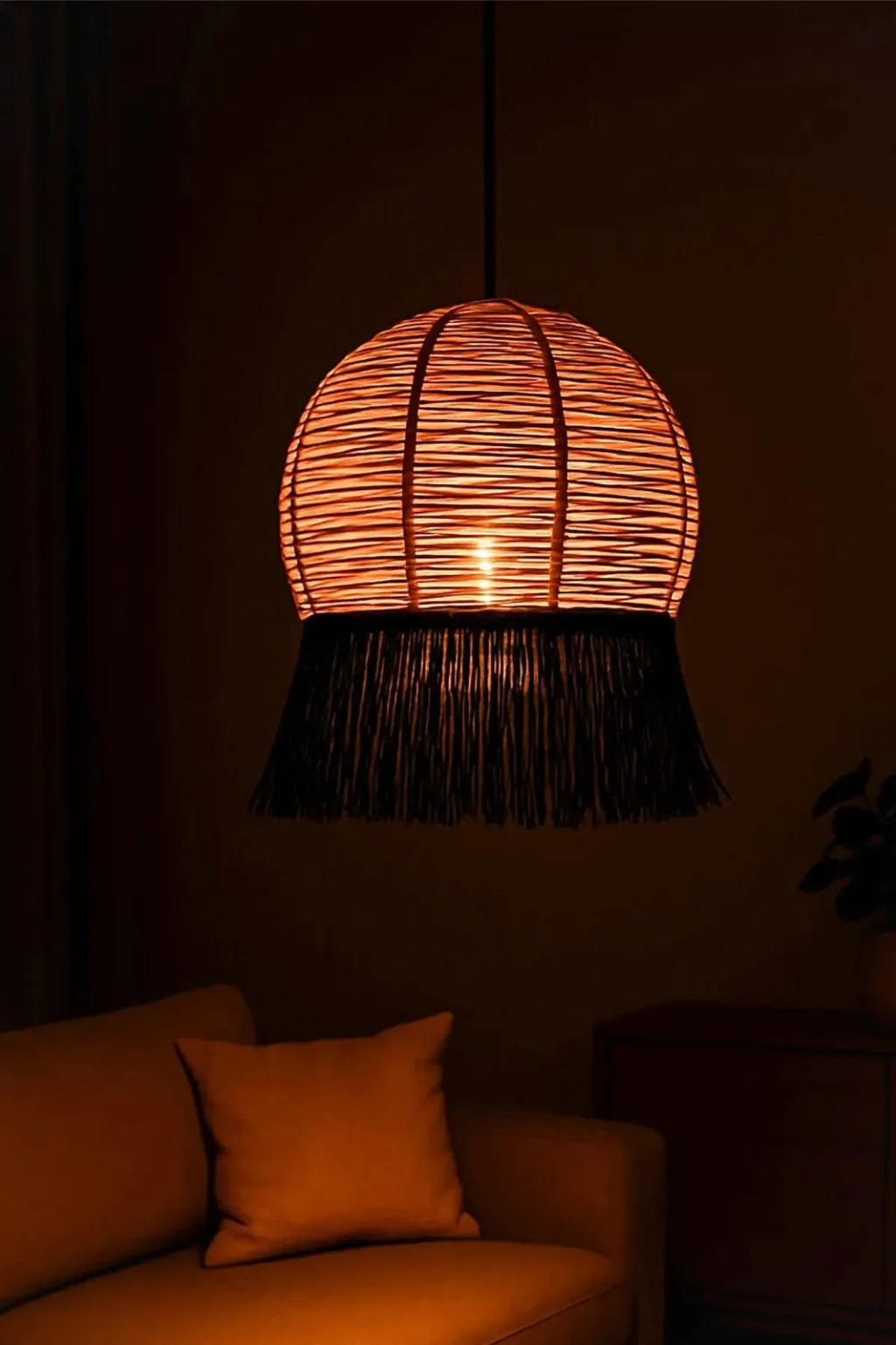 Llambë tavani Opviq, macrame, bezhë dhe e zezë, Javari - 2