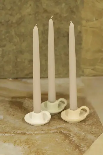 Set mbajtës qirinjsh prej betoni, 6 copë, ngjyrë khaki, bezhë, e bardhë, Evila Originals, Cup