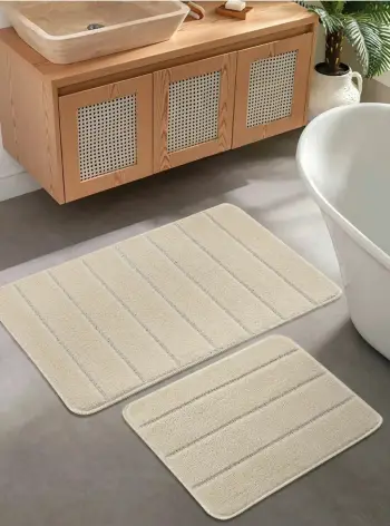 Set tapetash për banjo (2 copë), Mijolnir, model i ri me vija, krem