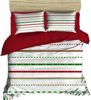 Set mbulesë për jorgan king size, ngjyrë e kuqe, e gjelbër dhe e bardhë, L'essentiel, 458