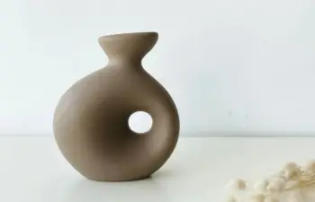 Vazo dekorative Evila Originals, ngjyrë kafe e çelët, CY0147, 14x7x16cm