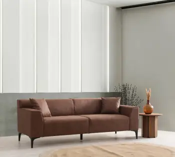Divan treshe Petra 3, ngjyrë konyak, Atelier del Sofa