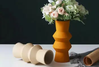 Set vazo dekorative Evila Originals, krem dhe portokalli, CY0212, 2 copë