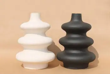 Set vazo dekorative, e zezë dhe e bardhë, Evila Originals, CY0112, 19x19x28cm (2 copë)