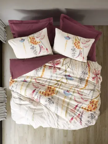 Set mbulesë për jorgan Super King, Ranforce, ngjyrë e kuqe Claret, L'essentiel, Flos