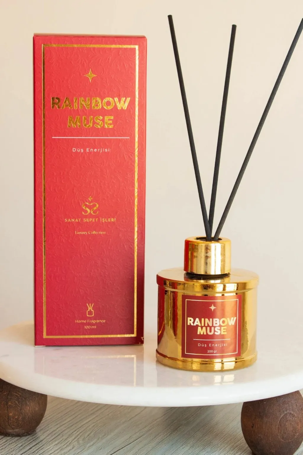 Shkopinj aromatizues Rainbow Muse, ngjyrë ari, 100% qelq, 10 inç - 1