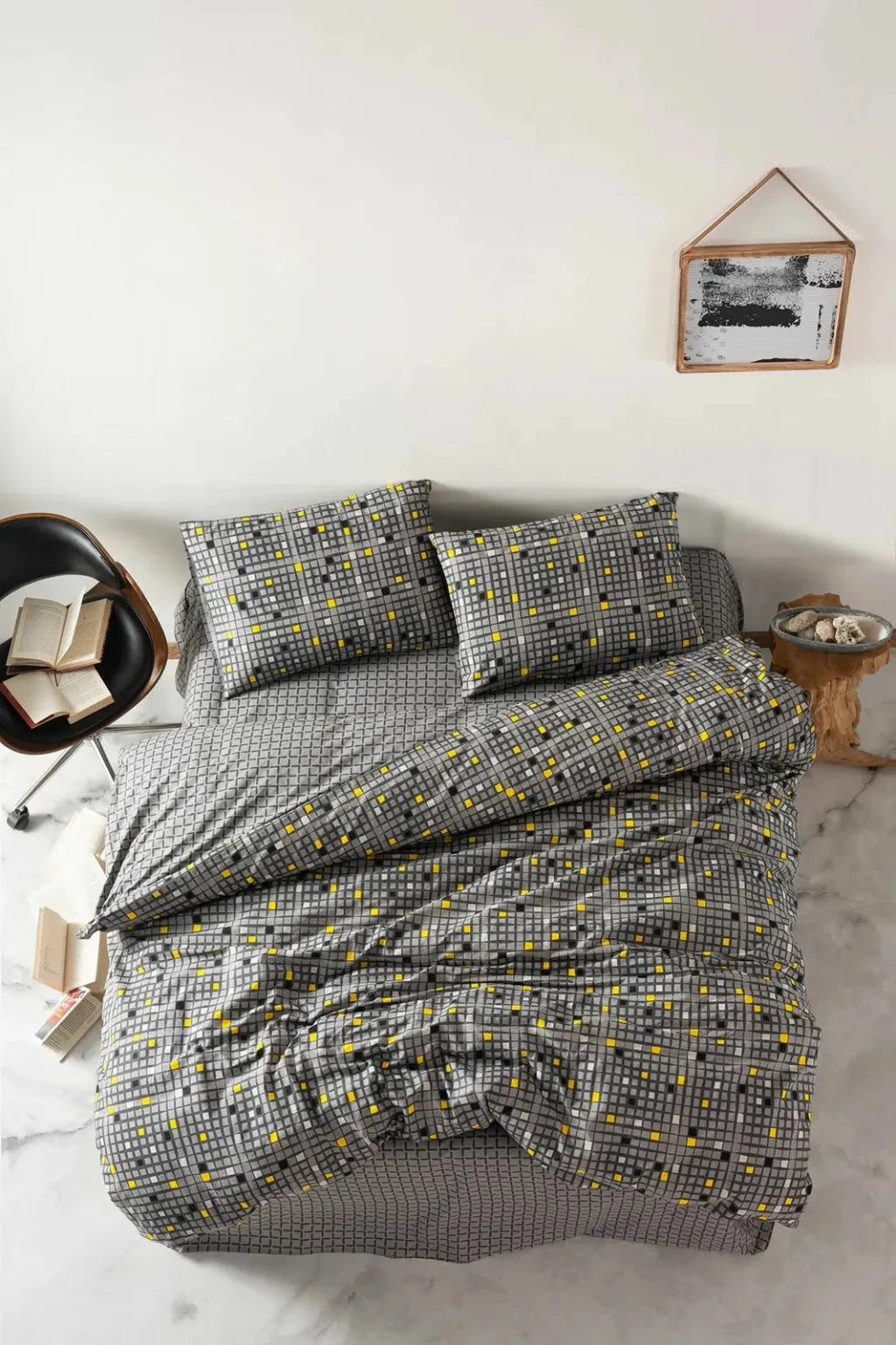 Set mbulesë për jorgan king, L'essentiel, Dama, ngjyrë e verdhë - 2
