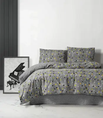 Set mbulesë për jorgan king, L'essentiel, Dama, ngjyrë e verdhë