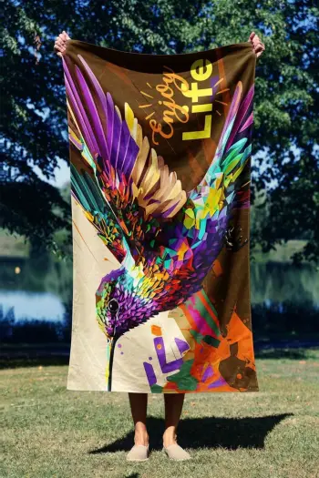 Peshqir plazhi Mijolnir, Enjoy Life, 70x130cm, shumëngjyrësh