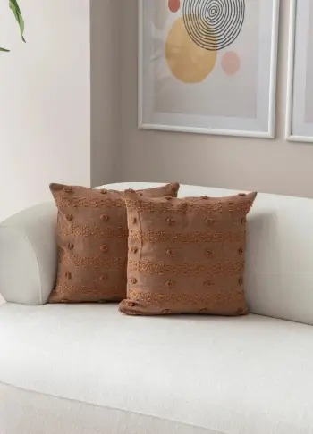 Set mbulesash jastëku (2 copë), ngjyrë kafe, Evila Originals, Tuffet v5