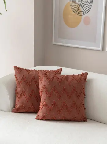 Set mbulesash jastëku (2 copë), Evila Originals, Tuffet, ngjyrë e kuqe qeramike v4