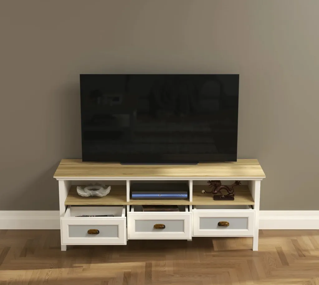 Komodë TV, ngjyrë krem, lis dhe gri, Skye Decor, FRN-21030 - 3