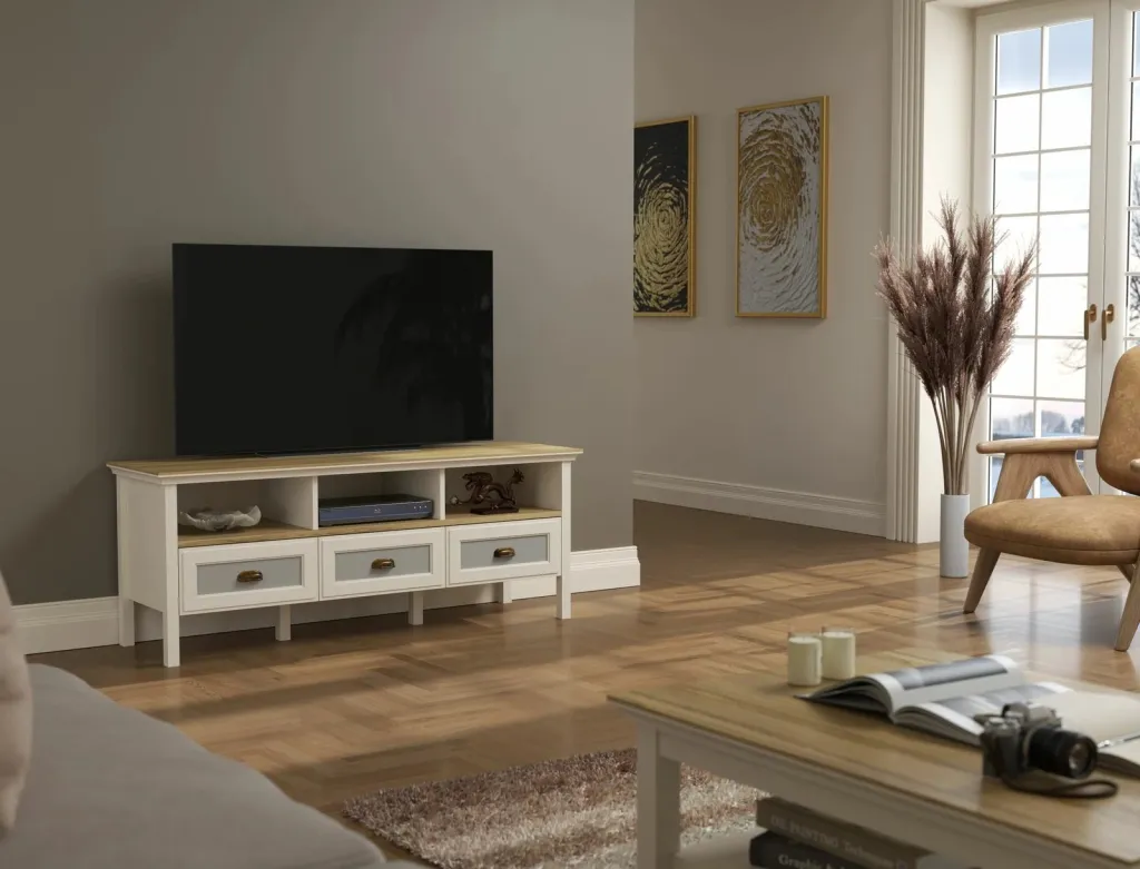 Komodë TV, ngjyrë krem, lis dhe gri, Skye Decor, FRN-21030 - 5