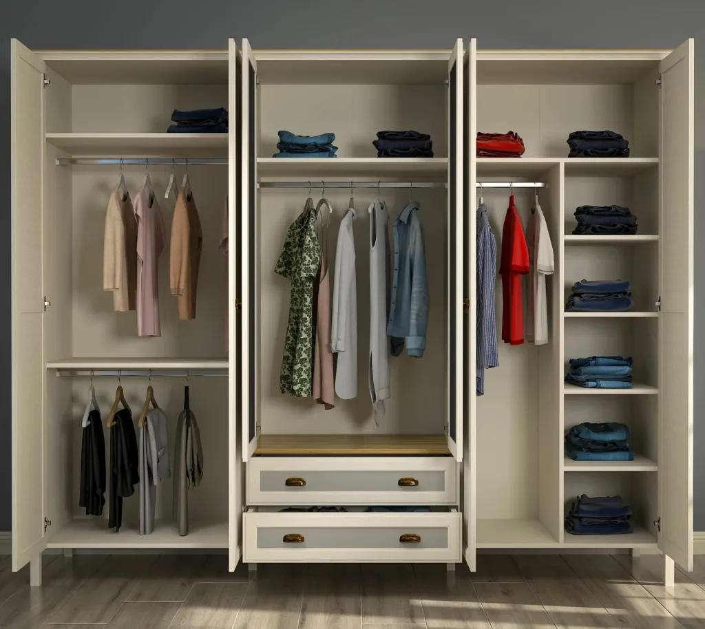 Dollap rrobash Skye Decor, krem, lis, gri, FRN-21007 - 3