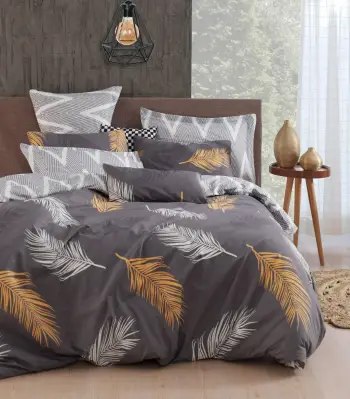 Set mbulesë për jorgan Super King, L'essentiel Olivia, ari dhe gri, 3 pjesë