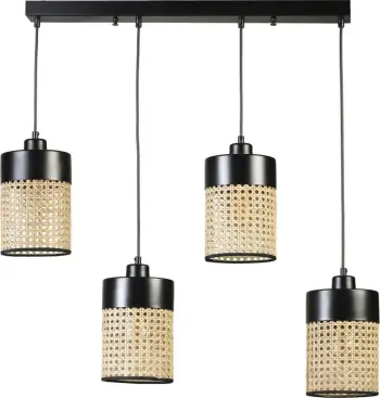 Llambë tavani Opviq, rattan dhe e zezë, 8705-6