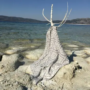 Peshqir plazhi Fouta, model Barok, ngjyrë gri, Mijolnir, 90x170cm